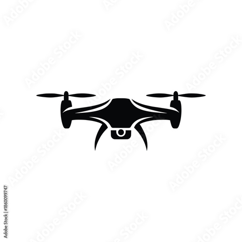 Drone silhouette isolated on white background, technology for aerial photography