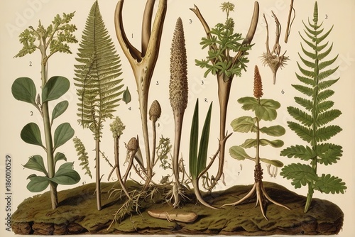 Wallpaper Mural Deer antler nail plants epiphytic ferns Torontodigital.ca