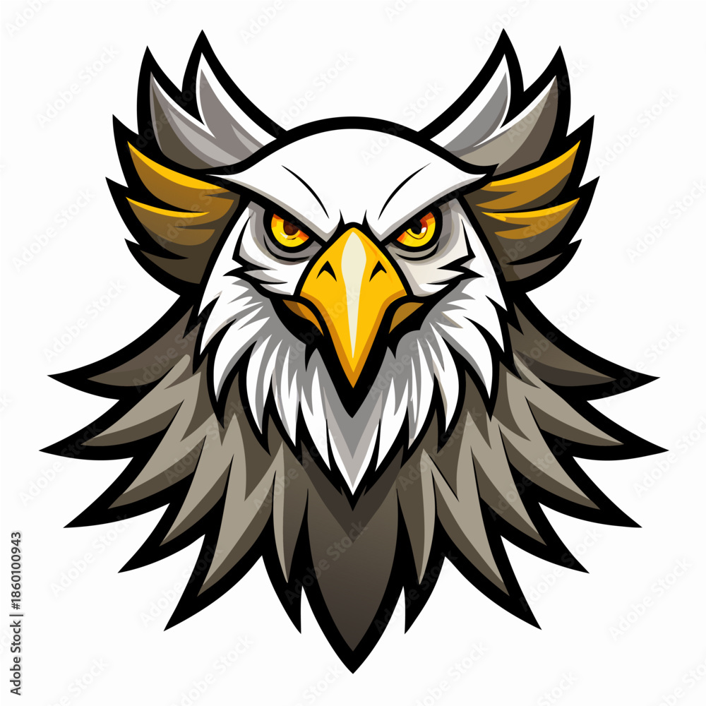 Obraz premium Cartoon Eagle: Determined and Sharp-Eyed.