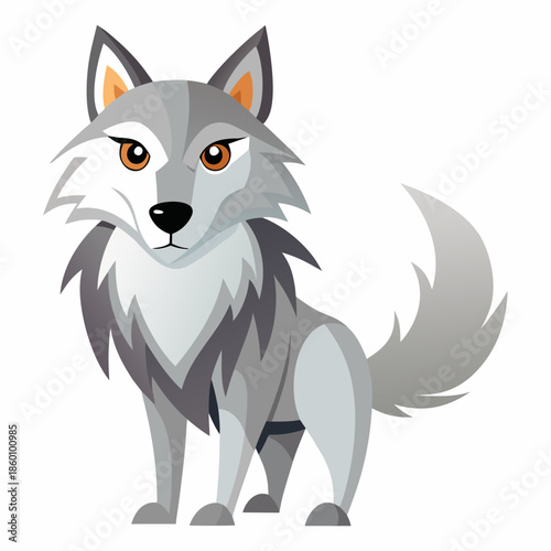 Stylized Gray Wolf Vector Illustration.

