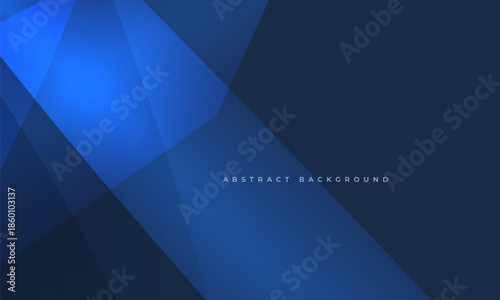 Blue modern abstract wide banner with geometric shapes. Dark blue abstract background. Vector illustration