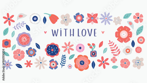 Colorful floral arrangement with 'With Love' message