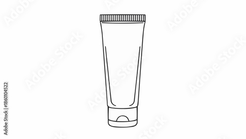 Line art drawing of a cosmetic cream tube with cap.
