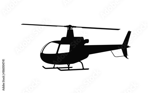 Professional chopper aircraft silhouette graphic for civil aviation pilot training emergency medical services and travel illustrations