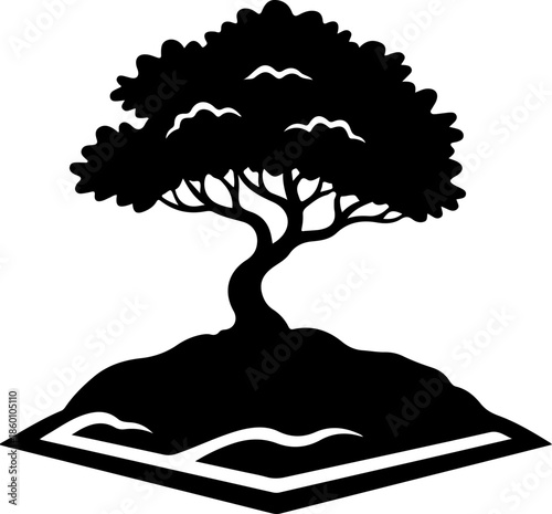 Tree on Island silhouette vector illustration