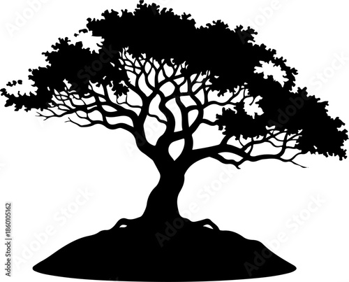 Tree on Island silhouette vector illustration