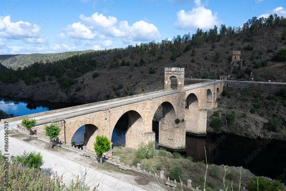 Fototapeta premium Historic Alcántara Roman Bridge over a river