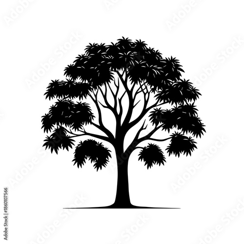 Mango Tree Vector Illustration with Tropical Green Leaves