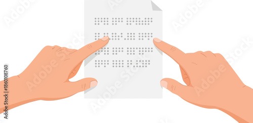 Hands Using Braille Reading Sheet for Visually Impaired Accessibility