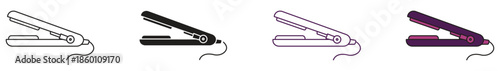 Hair straightener icon set, vector illustration .