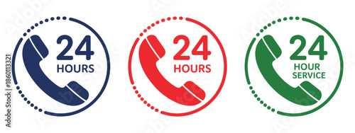 24 Hours Service Vector Symbol illustrating full-day support, customer care icon, continuous service, 24/7 operations, and business assistance vector design.