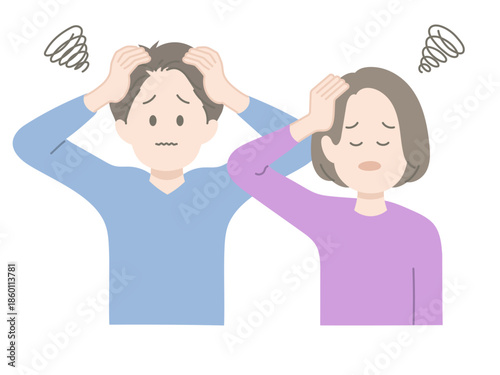 困った表情の男女　イラスト