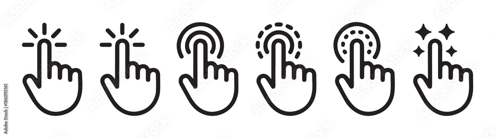 Obraz premium Interactive touch screen hand gestures vector icons set for mobile app interface navigation buttons