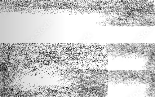 Dotwork foil frosted gradient pattern background. Black noise stipple dots. Sand grain effect. Abstract noise dotwork pattern. Stochastic dotted grunge banner.