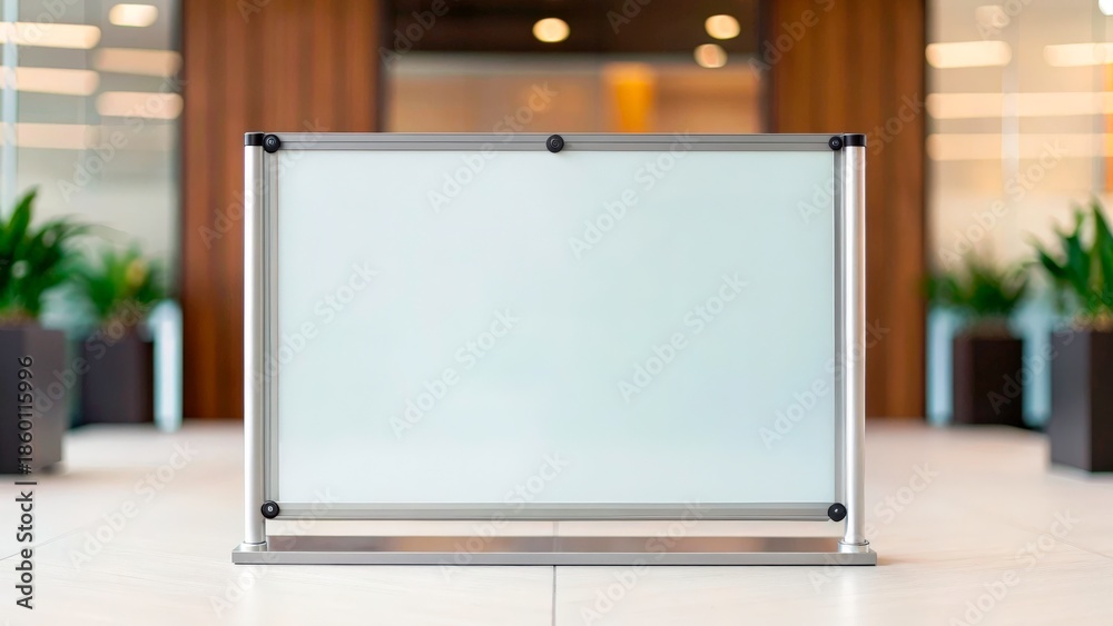 Fototapeta premium Signboard displayed in modern indoor space for information or announcements