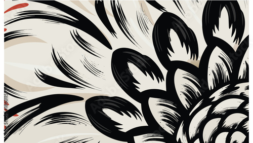 Stunning black and white floral illustration with bold brushstrokes