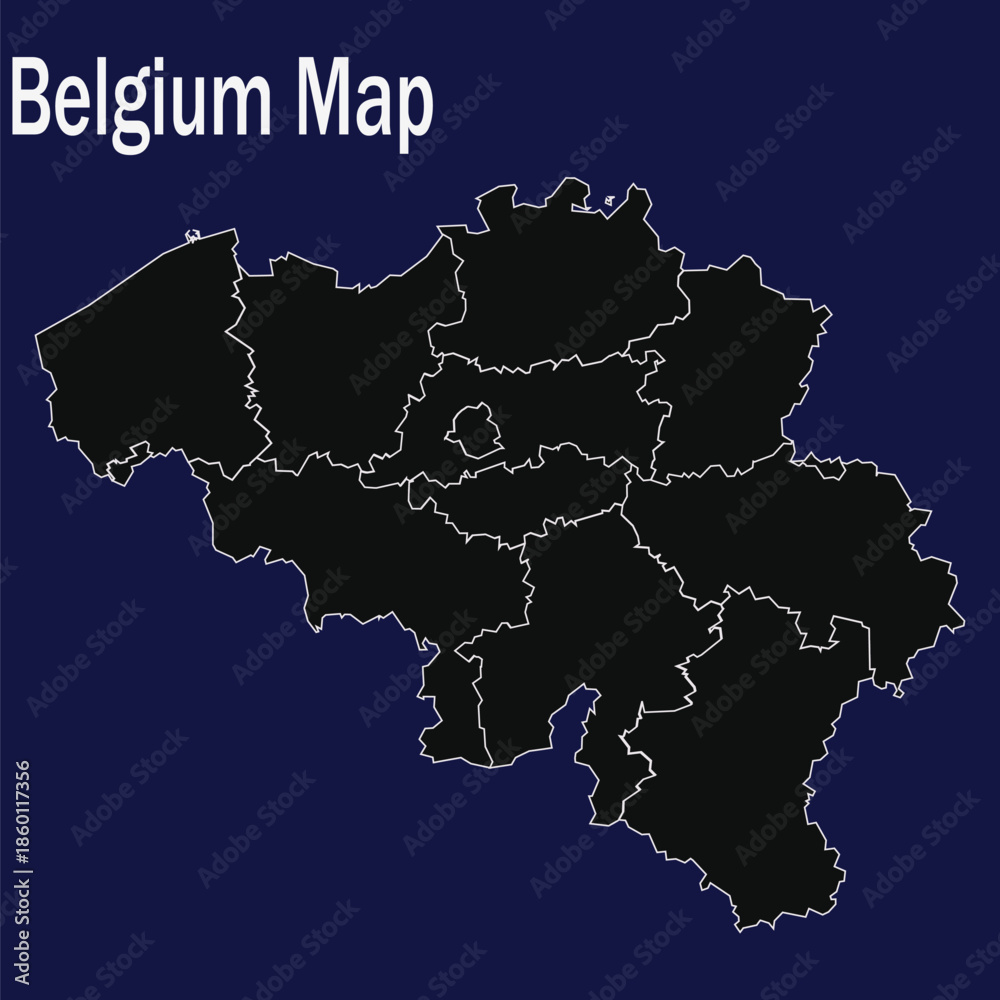 Fototapeta premium Belgium map outline vector illustration isolated on