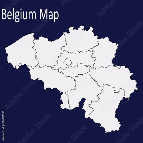 Belgium map with regions simple vector illustration