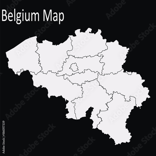 Belgium map with regions administrative divisions v