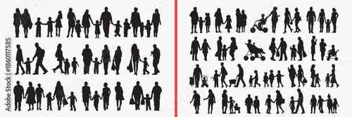people group silhouette vector, crowd people black silhouettes, social group illustration set, standing people outline art, community vector collection, people icon set, crowd clipart silhouettes, soc