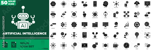 Artificial Intelligence Solid Editable Icons set