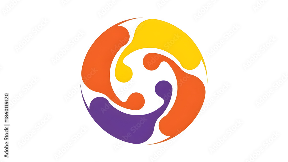 Obraz premium Vibrant Abstract Circular Flow Logo On Black Background