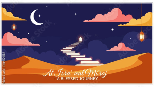 Al Isra wal Miraj - A Blessed Journey Under the Crescent Moon.
