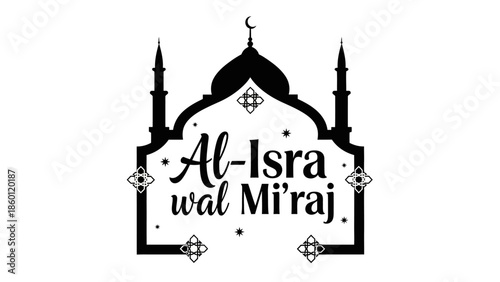 Islamic religious illustration of Al Isra wal Miraj celebration design.