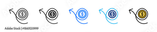 Debt Spiral Icon Set Multiple Style Collection