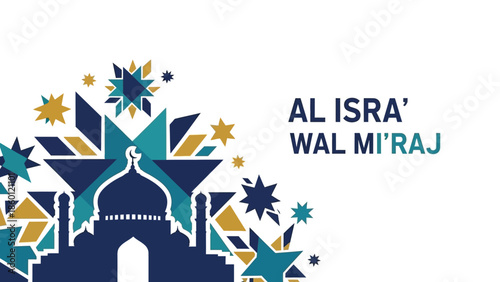 Al Isra Wal Miraj Celebration with Mosque and Star Decorations.