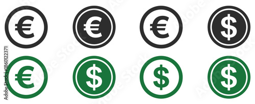 Money Coin and Internet Connection Icons vector pack for digital finance applications, online banking, cryptocurrency, payment systems, mobile apps, fintech dashboards, and vector illustration.