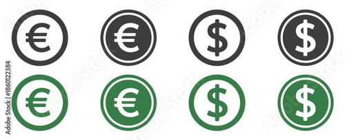 Money Coin and Internet Connection Icons vector pack for digital finance applications, online banking, cryptocurrency, payment systems, mobile apps, fintech dashboards, and vector illustration.