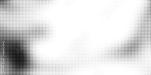 Monochromatic Halftone Pattern with Abstract Gradient Transition from Dense Black Dots to Sparse Arrangement on White Background for Modern Designs