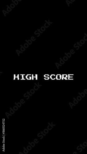 4k vertical high score retro pixel art glitch gaming perfect for video game overlays, nostalgic content, or a digital background for retro themes.