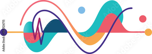 Abstract sound wave illustration isolated on transparent background, Vector, illustration