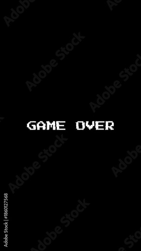 4k vertical game over pixel glitch retro arcade gaming perfect for backgrounds, streaming, or an end-of-game overlay.