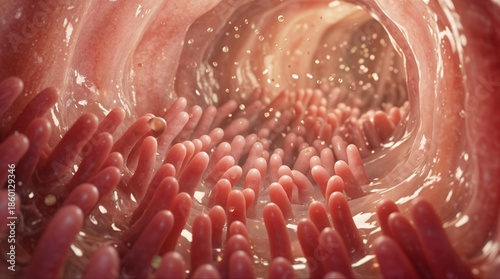 Intestinal Villi and Mucosa Closeup.