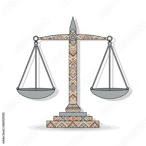 Decorative Scales of Justice Symbol with Intricate Patterns.