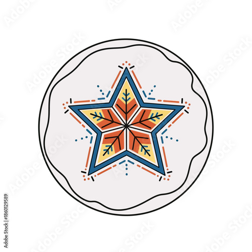 Stylized Star with Intricate Patterns and Geometric Design.