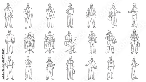 Silhouettes of people for digital model of architecture and urbanism Vector illustration