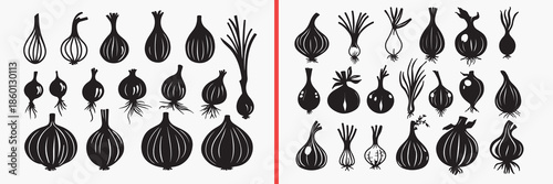 onion silhouettes vector, vegetable clipart, kitchen vegetable svg, food illustration, organic produce graphics, black onion silhouettes, farm food vector art, vegetable icon design, onion shape colle