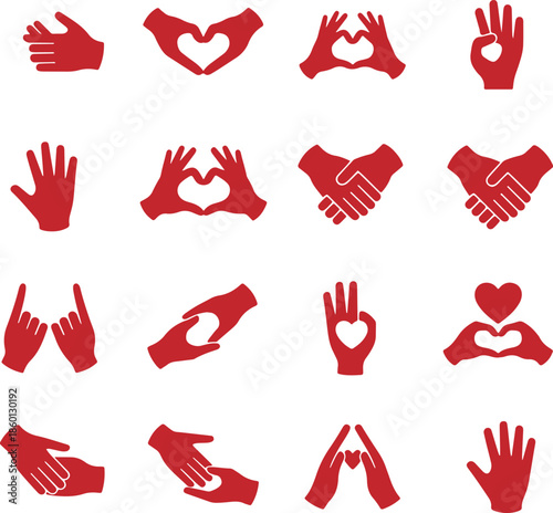 Diverse Hand Symbols Conveying Messages of Love Support and Connection