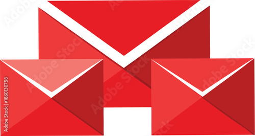 Collection of red envelopes isolated on transparent background, Vector, illustration