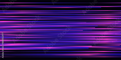 Wide Glitch Banner Background. Purple Lines Designs for Banners, Web Pages, Presentations. Vector Illustration.