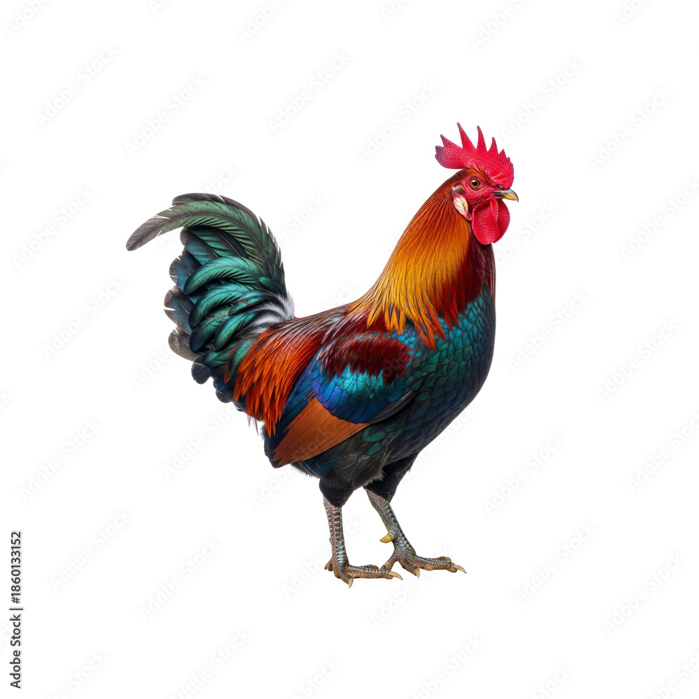 Fototapeta premium Colorful rooster on Transparent Background