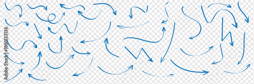 Doddle arrow set, collection of hand drawn arrows, Arrow mark icons. Black and white illustration