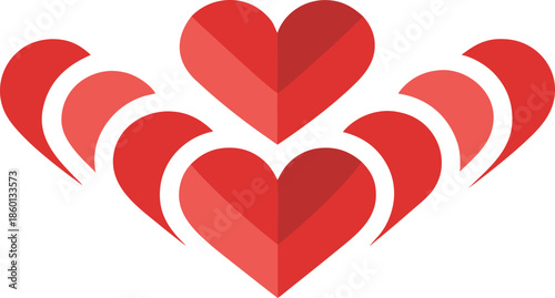 Intertwined hearts illustration isolated on transparent background, Vector, illustration