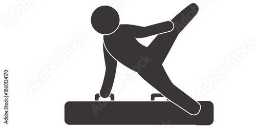 Person exercising on balance beam in dynamic pose
