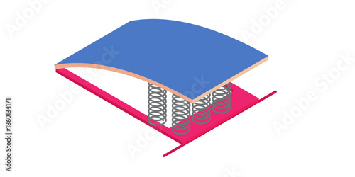 Cutaway view of mattress with exposed springs and layers