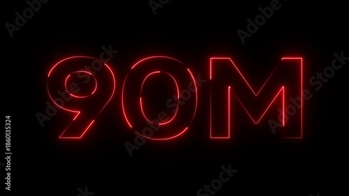 Glowing Red 90 Million Neon Sign on Black Background glowing red neon sign neon text glowing numbers